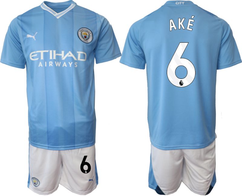 Men 2023-2024 Club Manchester City home Light blue 6 Soccer Jersey